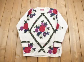 Vintage 1990s 3D Colored Cable Knit Crewneck Sweater