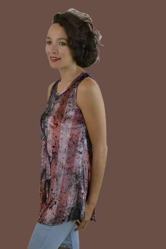 Vocal Velvet Flag Statue of Liberty Tank - Mauve
