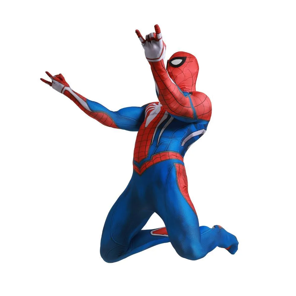 White Spider-Man PS5 PS4 Game Costume Cosplay Zentai Jumpsuit Halloween Party for Adult and kids