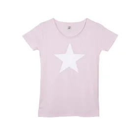 White star on pink tee
