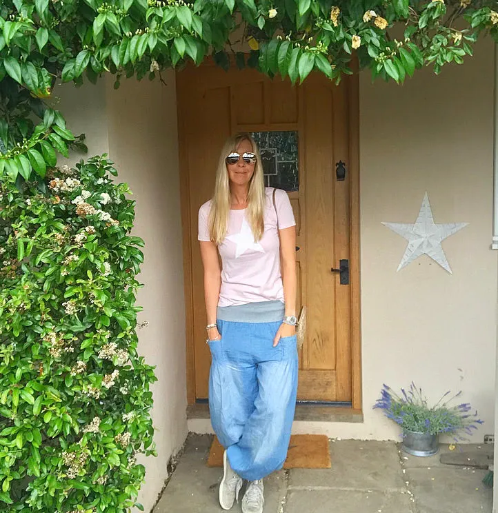 White star on pink tee