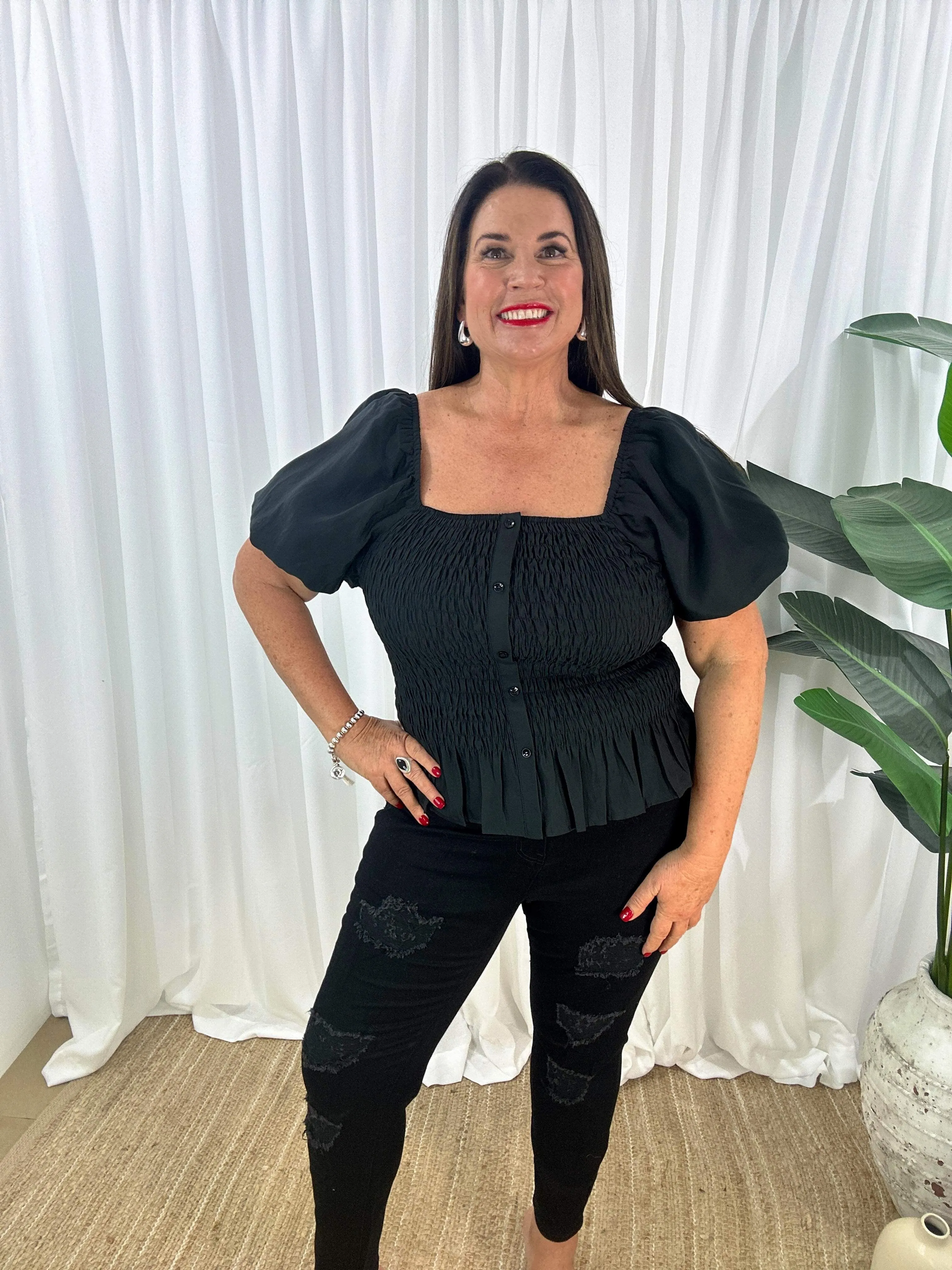 Wilder Peasant Top - Black