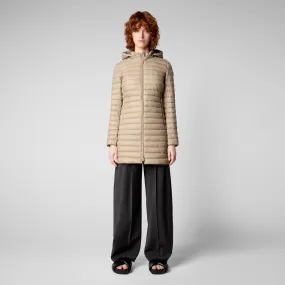 Woman's animal free puffer Bryanna in dune beige