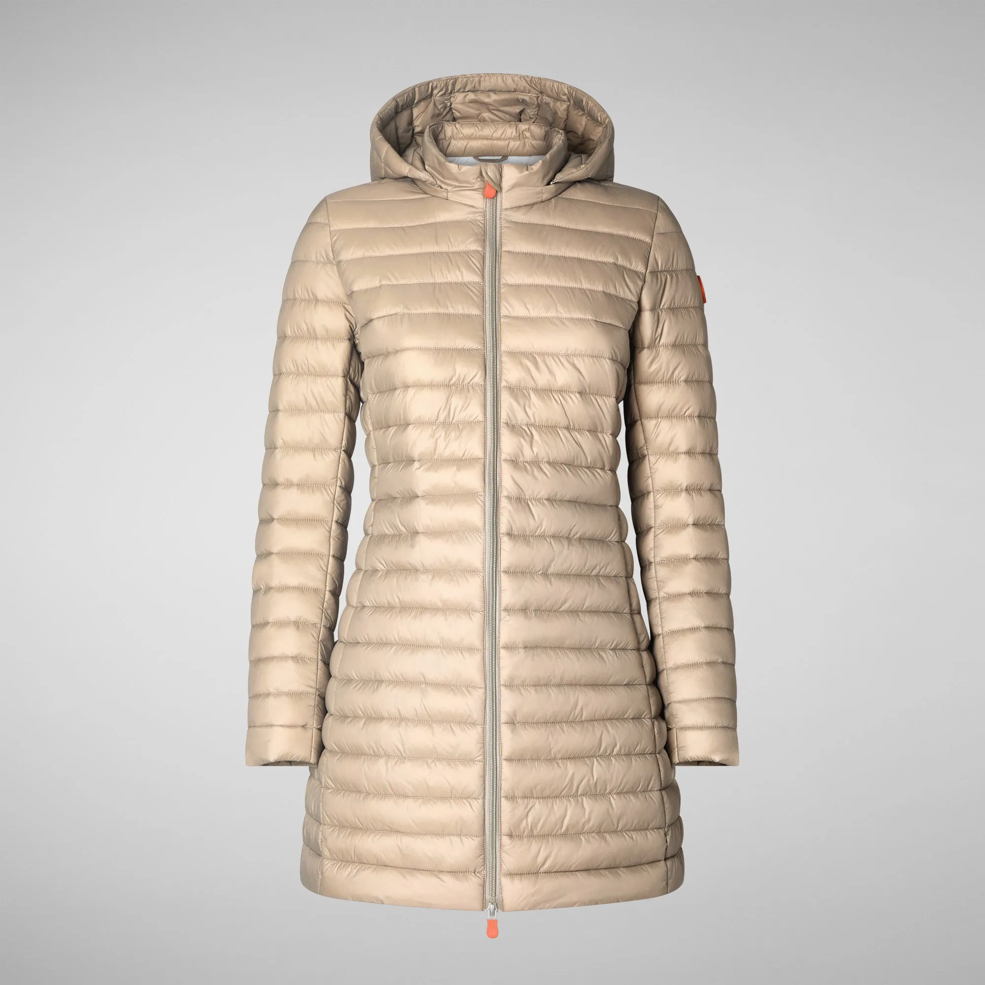 Woman's animal free puffer Bryanna in dune beige